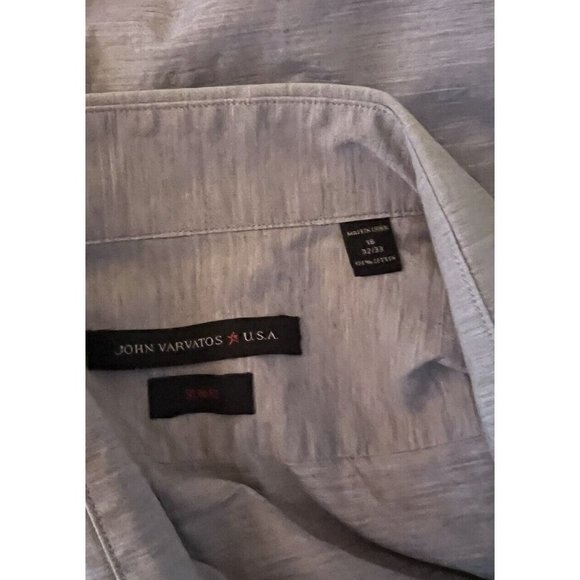 JOHN VARVATOS Sz 16x32-33 MENS Dress Shirt Gray Lightweight Cotton Button - Picture 10 of 12